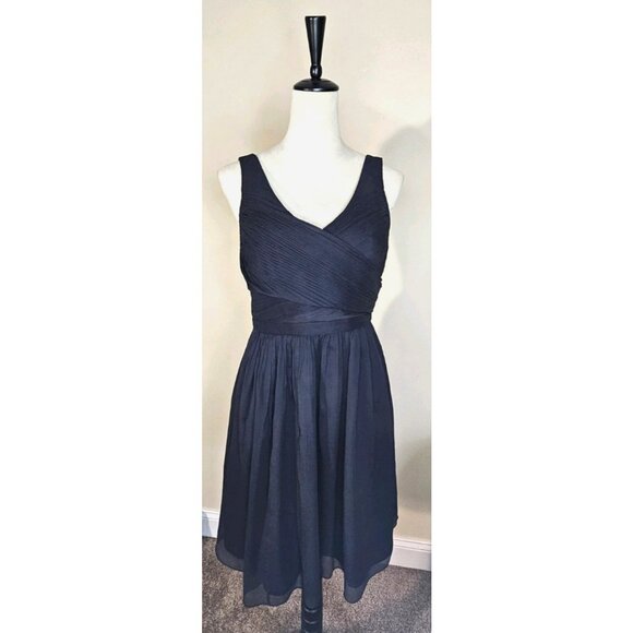 J. Crew Heidi Bridesmaid Dress Silk Chiffon Navy Size Petite 8 NWT - Picture 1 of 11